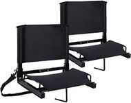 Ohuhu Bleacher Seats with Backs Portable, Stadium Seats with Backs for Bleachers Folding Stadium Chair for Bleachers with Shoulder Straps and Hook Bleacher Seat for Sports Events Outdoor Bench, 2 Pack