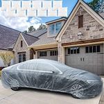 12 Pack Universal Plastic Car Cover Disposable Clear Car Cover with Elastic Band Waterproof Dustproof Car Protective Cover 12.5 x 21.3 ft Full Exterior Transparent Car Protector for Sedan