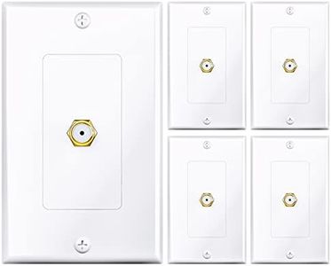 GearIT 4-Pack Coax/Coaxial F-Type Wall Plate, Single Gang for TV Box, TV Wall Jack, TV Cable Wall Connector, Cable Line, Cable Outlet, Cable Cover Faceplate in White, 4-Pk
