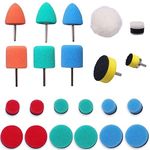 SI FANG 22 Pcs Mini Buffing Polishing Pads Kit, Car Details Mini Polisher Foam Pads for Drill Rotary Tool Buffer Tight Area Detailing Paint Polish Waxing & Glaze, Interior Headlight Door Handles