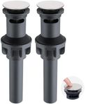 Hygie Rinse 2Pack Pop Up Sink Drain with Overflow, Vessel Sink Stopper, Push and Seal Drainer, Anti-Clogging Strainer, Brushed Nickel