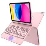 10th Generation Case with Keyboard Touch,Multi-Touch Trackpad Keyboard Case with Pencil Holder,360° Rotatable Protective Cover for Apple 2022 10.9-inch 10th Generation(Rose Gold)