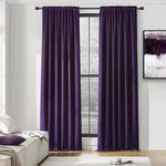 DONREN Room Darkening Window Curtain Panels for Bedroom - Rod Pocket Blackout Solid Curtains for Dining Room(Purple,52 W x 96 L 2 Panels)