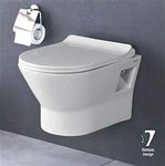 Ceramic Wall Mount/Wall Hung Western Toilet/Rimless Commode/Water Closet/Glossy Finish 21 X 15 X 15 Inches (White) for Bathrooms (White 14)