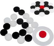 Carrom Board Coins and Striker Solid Wood Set, Wooden Checkers with Stackable Ridge ( 24 Carrom Board Pieces with + 2 Designer Striker Random Design) – White/Red/Black