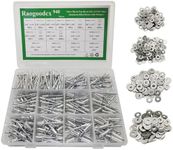 940Pcs Silver Rivets with Washer,14 sizes Pop Rivets Assortment Kit,Blind aluminum rivets kits,3/32" 1/8" 5/32" 3/16" blind rivets for metal Dome Head rivet kit