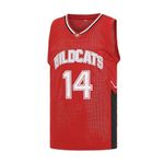 MEBRACS Wildcats Basketball Jersey for Men 14 Troy Bolton 8 Chad Danforth High School Costume, 14 Red, Medium