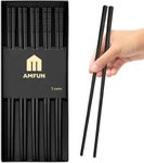 AMFUN Fiberglass Chopsticks, 5 Pairs Reusable Japanese Chinese Chop Sticks With Sakura Patterns, Dishwasher-Safe, Non-Slip Set for Sushi Noodles Rice