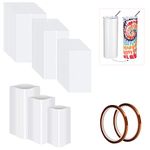 BUENTYA 30 Pcs Sublimation Shrink Wrap Film, 3 Size Heat Transfer Shrink Wrap Film White Sublimation Shrink Film with 2 Roll heat resistant tape for Skinny Tumbler, Mugs, Cups, More Blanks Sublimation