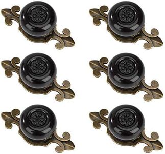 Perillas de Gabinete Vintage Perillas de Cajones de Cerámica Tiradores de Muebles Perilla de la Puerta con Tornillo Perillas Manijas para Armario Cajón Aparador Cocina 6 Piezas Bronce & Negro