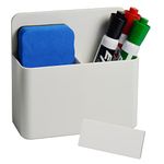 Magnetic marker holder white, Dry erase holder, Magnetic Dry erase pen holder for whiteboard, dry erase board, fridge, school, office, home cup holder, 1 Pack (White)