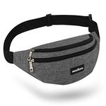 MOCOCITO Bum Waist Bag 3 Zip Pockets/Adjustable Belt of 120cm/47in, Waterproof Waist Bag Large Capacity Fanny Packs for Women Men, Belt Bag for Holidays Hiking Cycling Running Outdoor Sport