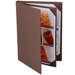 NJ Restaurant Leather Menu Covers Holders 9x12" Inches, 3 panel 4 view folder, Menu Presenters for Restaurants, Hotel with Photo Album-Style Corners, Menu Folder Holder : Brown