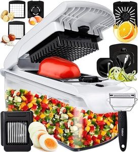 Multifuncional Cortador de Verdura Espiralizador de Verduras - Picador de Verduras Patatas Cebolla - Vegetable Chopper - Gadgets Cocina (9-en-1 Blanco)
