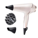 Remington PROluxe Hair Dryer (OPTIheat Technology for Long-Lasting Results, Ionic Conditioning for Frizz Free Hair, Diffuser, 2 Concentrators, Powerful, Professional Results, 2400W) AC9140