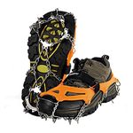 Unigear Ice Traction Cleats Ice Snow Grips Crampons with 18 Shoe Spikes for Walking, Jogging, Climbing and Hiking(Orange-xl)