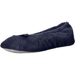 isotoner Chevron Microterry Ballerina Women's Slipper Ballet Flat, Navy Blue, 7.5/8 UK