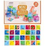 THE TWIDDLERS - 28 Mini Brain Teaser Puzzle Cube Box Set - Assorted Difficulty Levels, Ideal Mini Games Challenge as Puzzle Party Bag Fillers for Kids or Adults, Multipack Classroom Rewards