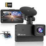 Dash Cam Front and Rear Camera 2K+1080P Car Camera, 3Inch Screen Dash Camera for Cars, Dashcam with Free 64GB Card, Enhanced Night Vision, 170°Wide Angle, G-Sensor, 24H Parking Mode