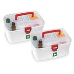 MILTON Plastic Bpa-Free Emergency Portal Medicine Storage Box With Detachable Tray (White, Set of 2) Rectangular
