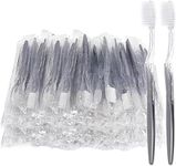 Grey Handle Toothbrushes Bulk, Disposable Toothbrush Individually Wrapped, Travel Toothbrushes for Hotel, Home Guests and Homeless (50 Pack)