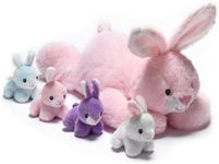 Snug A Babies Soft and Huggable Stuffed Bunny Plush - Mommy Rabbit with 4 Baby Bunnies Stuffed Animals Inside - Matching Stuffed Animals Ideal Gifts for Girls