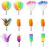 GoldenSun 12Pcs Interchangeable Attachments Cat Feather Toys Replaceable Feathers and Fluffy Toy Accessories