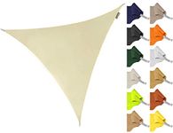 Kookaburra 3m Triangle Water Resistant Garden Patio Sun Shade Sail Canopy 96.5% UV Block with Free Rope (Ivory)