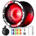 MAGICYOYO Professional Yoyo Responsive Yoyo V3, Metal Yoyo for Kids and Adults, Long Spin Unresponsive Yoyo with Extra KK Bearing for Advanced Player +12 Yoyo Strings + Yo Yo Bag (Black and Red)