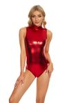 speerise Adult Shiny Metallic One Pieces Turtleneck Dance Leotard Bodysuit Costume