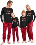 Ekouaer Matching Family Pajamas Sets Christmas PJ's Red Plaid Printed Long Sleeve Tee and Bottom Loungewear Red Plaid8 Years