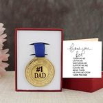 TIED RIBBONS Father Day Gift Set for Dad from Son Daughter Printed Greeting Card with Golden Medal Combo Pack