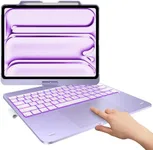 typecase Touch Case with Keyboard for iPad Pro 13-inch (M4, 2024), iPad Air 13-inch (M2, 2024) & iPad Pro 12.9 (6th/5th/4th/3rd Gen), Trackpad, 360° Rotatable, 11-Colors Backlit, Light Purple