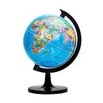 EXERZ 25cm World Globe Political Map - Educational Geographic Globe - Self Assembled School Globe - 25cm Diameter