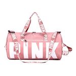 Sports Gym Bag Pink Travel Duffle Bag Dry Wet Pocket & Shoes Compartment for Women and Men (Pink Gym Bag)