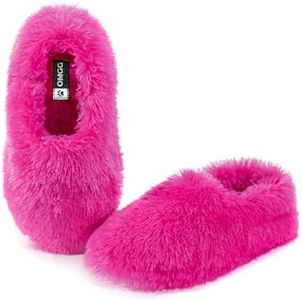 Onmygogo Fuzzy Winter Indoor Slippers for Women (Women size 7-8, Pink)