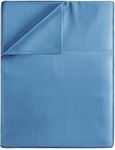 Twin XL Size Flat Bed Sheet - Hotel Luxury Single Flat Sheet Only - Wrinkle Free & Fade Resistant Flat Sheet - Extra Soft, Comfy & Breathable Flat Sheet for Women & Men - Denim Blue Flat Sheet Only