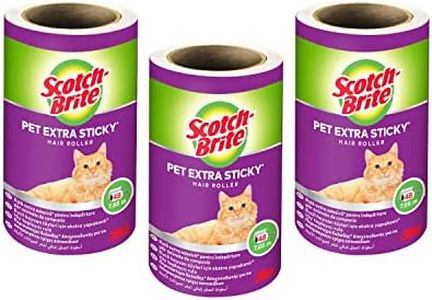 Scotch-Brite Pet Extra Sticky Hair Roller Refill, 3 Rolls, 48 Sheets - Designed for Pet Hair, Easy Tear Sheets, Safe on Fabrics, Total 144 Sheets in Pack, Weiß