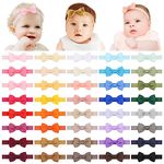 jollybows 40pcs Baby Girls Bows Headbands Elastic Hairband Ribbon Bow Hair Accessories for Newborns Infants Toddlers and Kids