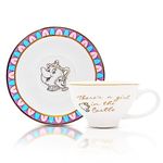 Silver Buffalo Disney Beauty and The Beast Chip Girl in The Castle Foil Ceramic Teacup and Saucer, 12-Ounces