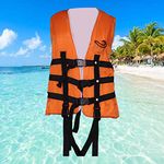 EVER MALL Life Jacket, Swimming Aid Vest High Buoyancy Foam Life Jacket Drifting Swimming Boating Ski Preservers Vest with Whistle Suit (Orange)