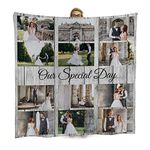 L&S PRINTS Custom Photo Blanket | Extra Large 150cm x 150cm Fleece Throw | Collage Wood Design | Custom Photo Gift | Dementia Gift | Made in England