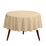 Gee Di Moda Round Tablecloth - 90 Inch Beige Round Table Cloth for 30 to 60 Inch Round Tables - Heavy Duty Washable Fabric - for Buffet Table, Holiday Party, Dinner, Wedding & Baby Shower