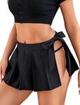 ADOME Women Pleated Mini Skirt Role Play Solid Lingerie Skirts, Black, Small