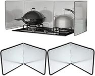 2PCS Grease Oil Splatter Guard for Stove Top 2 Sided Stainless Steel Backsplash Behind Stove Foldable Splash Shield Panel for Kitchen Wall Screen Baking Protector (12×16 inch)