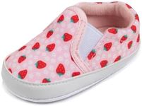 LONSOEN Baby Girls Boys Canvas Loafers Infant Toddler Prewalk First Walking Shoes, 258 Strawberry, 0-6 Months Infant