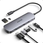 Anker USB C Hub, 7-in-1 Multi-Port USB Adapter for Laptops, 4K@60Hz USB C to HDMI Splitter, 85W Max Power Delivery, 3xUSBA & C 3.0 Data Ports, SD/TF Card, for Type C Devices (Charger Not Included)
