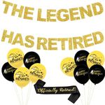 Retired Banner Bunting 12 Piece Retirement Party Decoration Flag Set Latex Balloons Retired Sash Shoulder Straps Black Gold Balloons Men's and Women's Happy Retirement Party Supplies