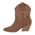 KAYDAY ~MORLEY~ Women's Cowgirl Cowboy Western Stitched Ankle Boots Pointed Toe Short Booties, L-cog Nb, 9 UK