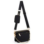 UTO-Crossbody-Bags-for-Women 3 in 1 Multipurpose Shoulder Purse with Detachable Coin Pouch Chain Strap CA PU Leather Black